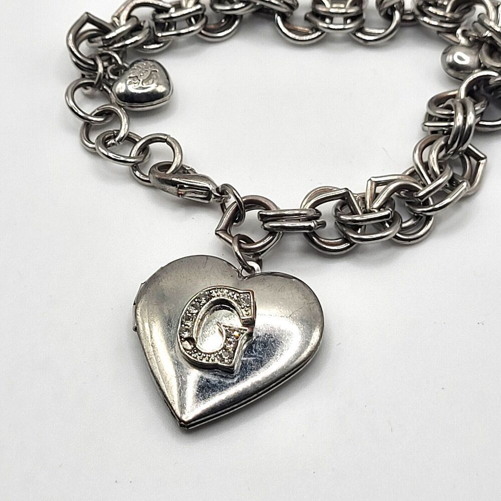 Monnogrammed G Locket Bracelet Chunky Charm 8.5in